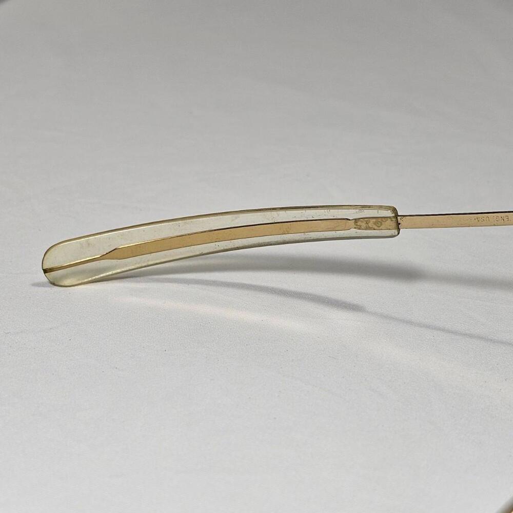 Vintage Randolph Engineering RE Metal Aviator Gold Italy Sunglasses 5 1/2 USA - Picture 5 of 13